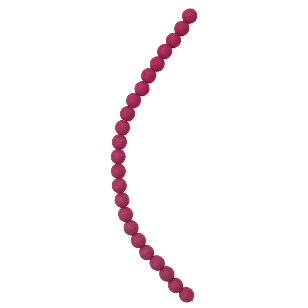 Open in modal - John Bead Czech Glass Preciosa Velvet Bead Strand - Round, Red Lychee, 8 mm