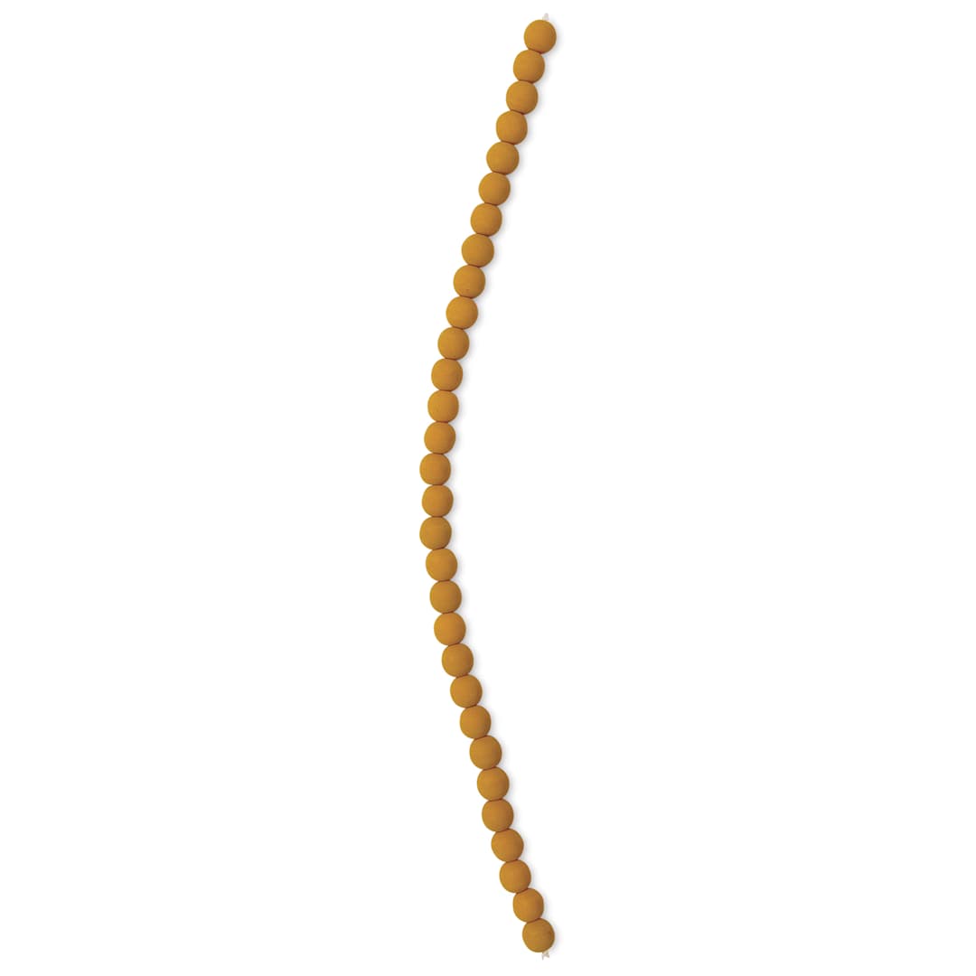 Open in modal - John Bead Czech Glass Preciosa Velvet Bead Strand - Round, Mustard Yellow, 6 mm