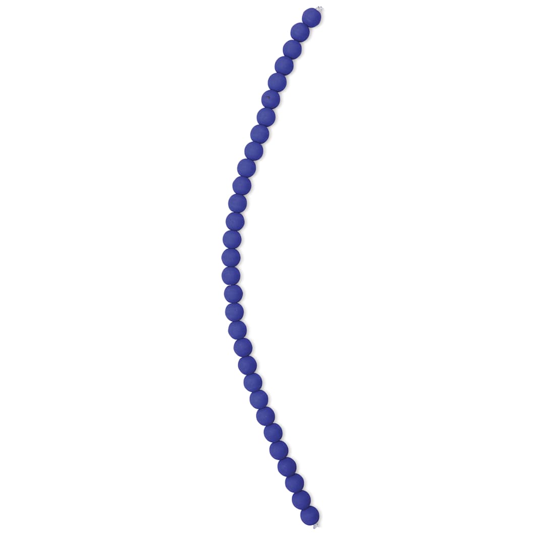 Open in modal - John Bead Czech Glass Preciosa Velvet Bead Strand - Round, Blue, 6 mm