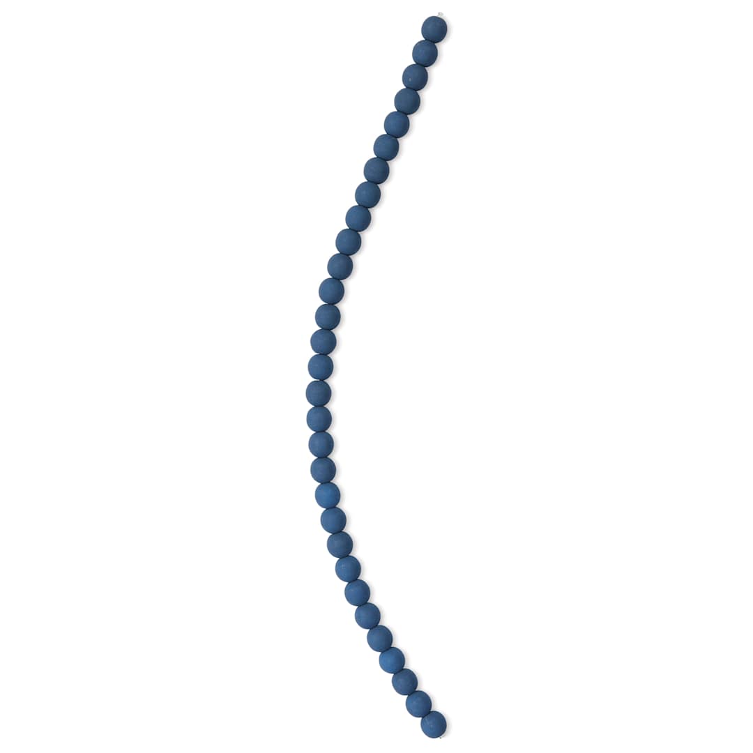 Open in modal - John Bead Czech Glass Preciosa Velvet Bead Strand - Round, Dark Teal Blue, 6 mm