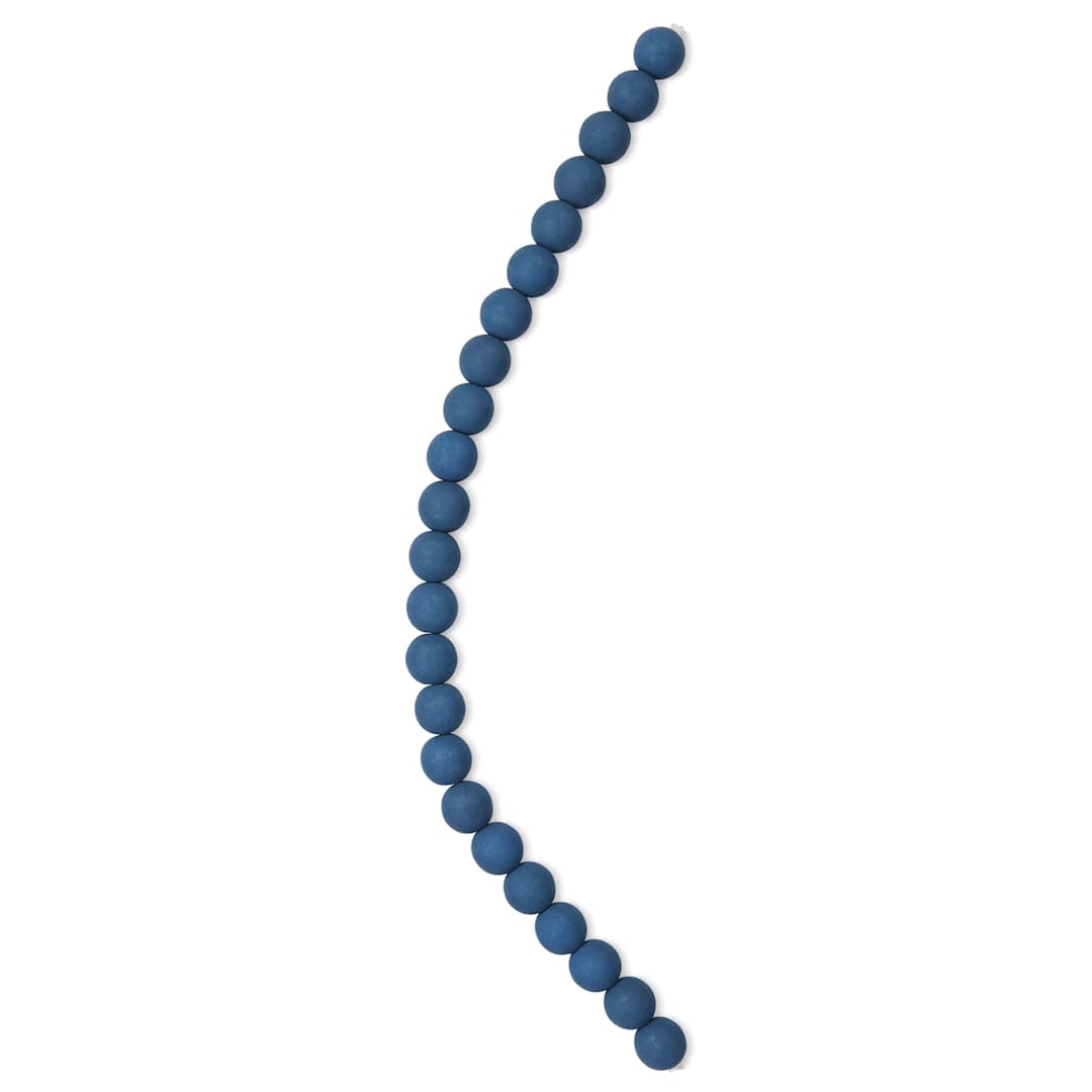 Open in modal - John Bead Czech Glass Preciosa Velvet Bead Strand - Round, Dark Teal Blue, 8 mm