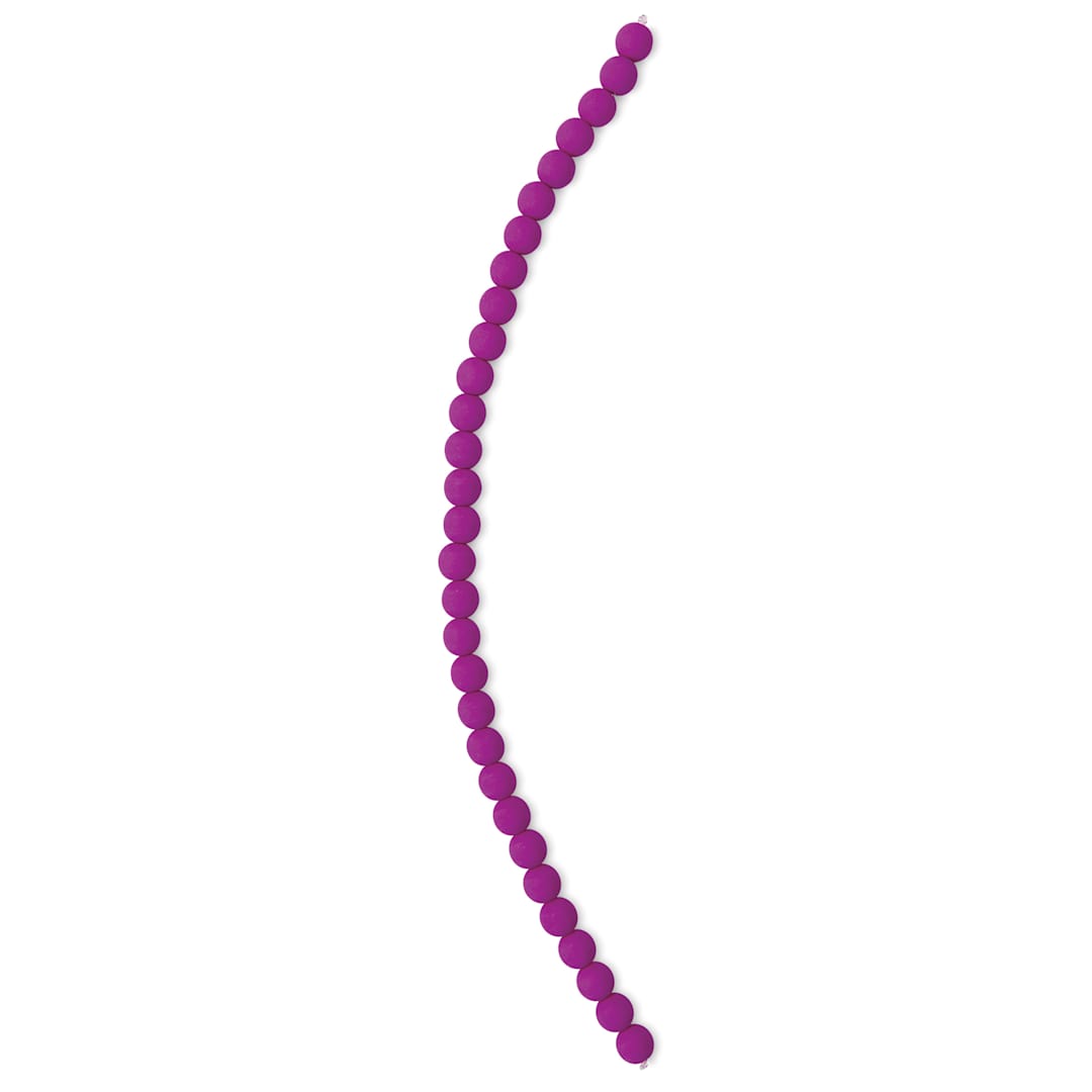 Open in modal - John Bead Czech Glass Preciosa Velvet Bead Strand - Round, Fuchsia, 6 mm