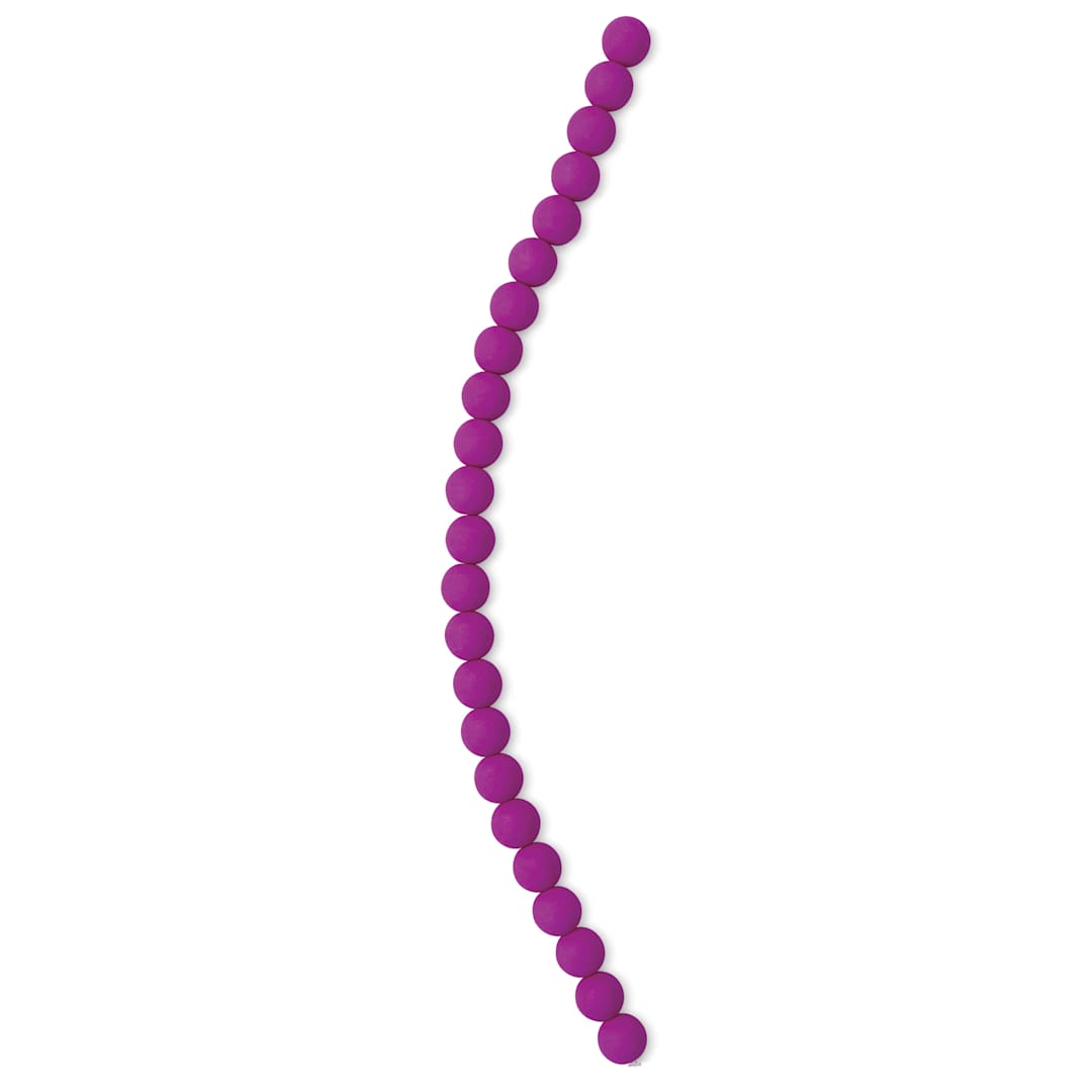 Open in modal - John Bead Czech Glass Preciosa Velvet Bead Strand - Round, Fuchsia, 8 mm