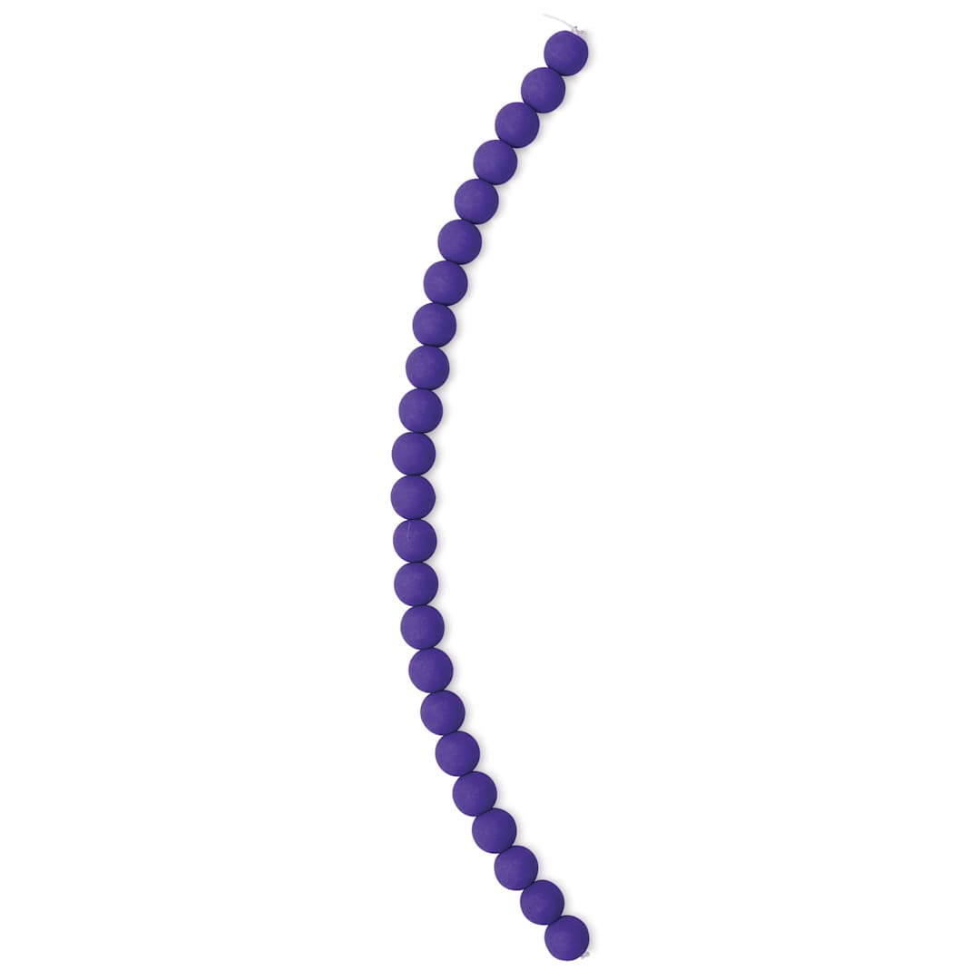 Open in modal - John Bead Czech Glass Preciosa Velvet Bead Strand - Round, Violet, 8 mm