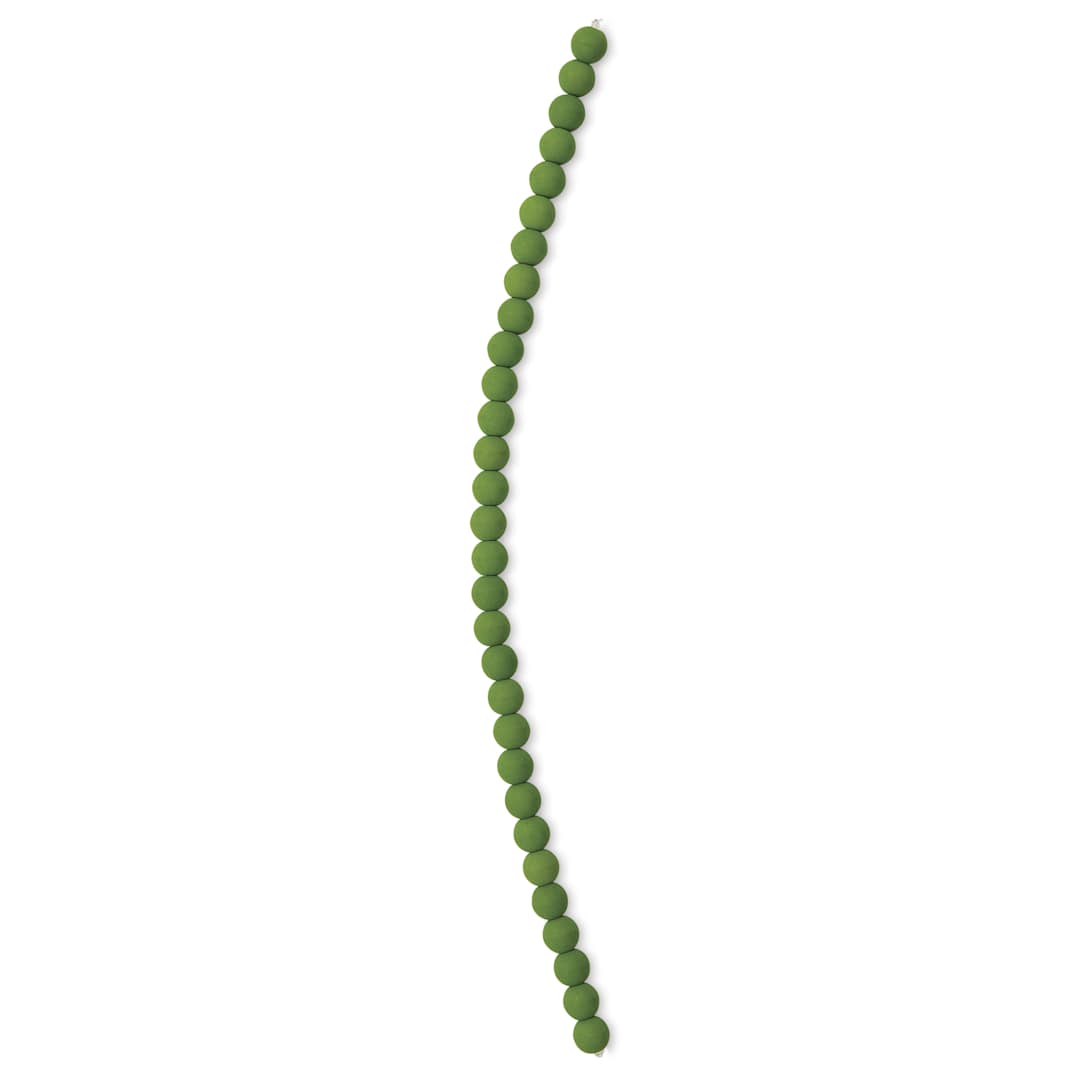 Open in modal - John Bead Czech Glass Preciosa Velvet Bead Strand - Round, Green, 6 mm