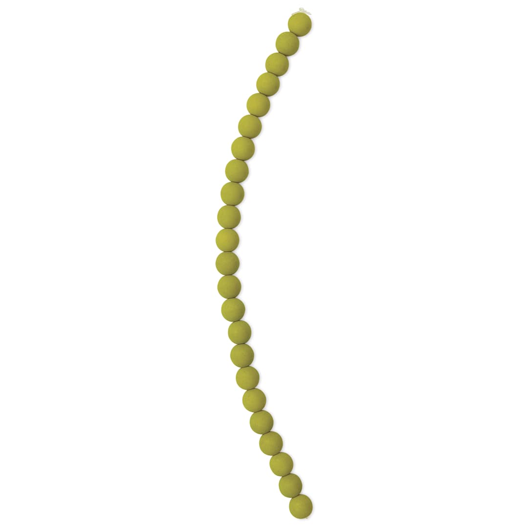 Open in modal - John Bead Czech Glass Preciosa Velvet Bead Strand - Round, Yellow Green, 8 mm