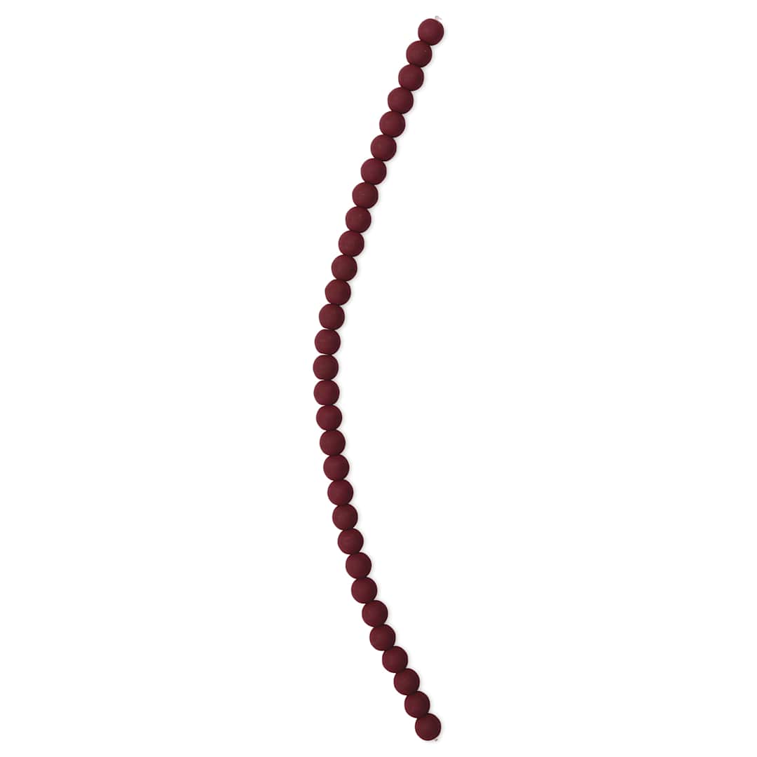 Open in modal - John Bead Czech Glass Preciosa Velvet Bead Strand - Round, Maroon Brown, 6 mm