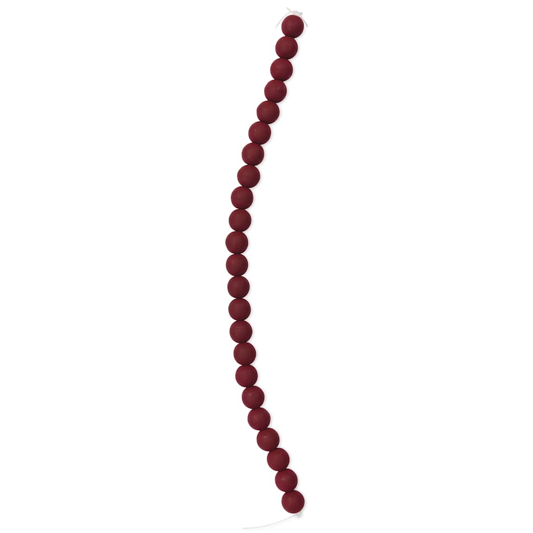 Open in modal - John Bead Czech Glass Preciosa Velvet Bead Strand - Round, Maroon Brown, 8 mm