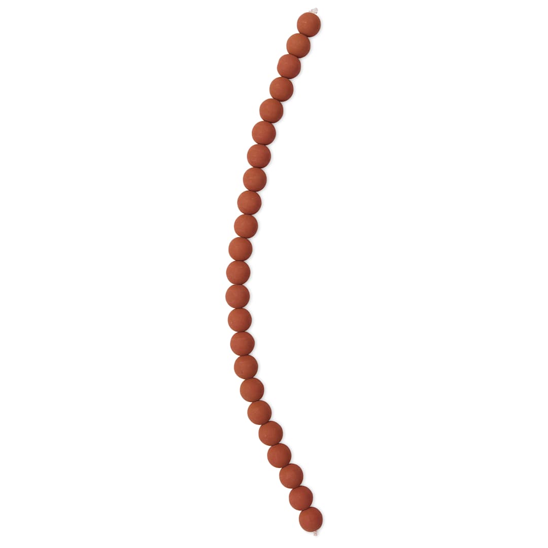 Open in modal - John Bead Czech Glass Preciosa Velvet Bead Strand - Round, Terracotta, 8 mm