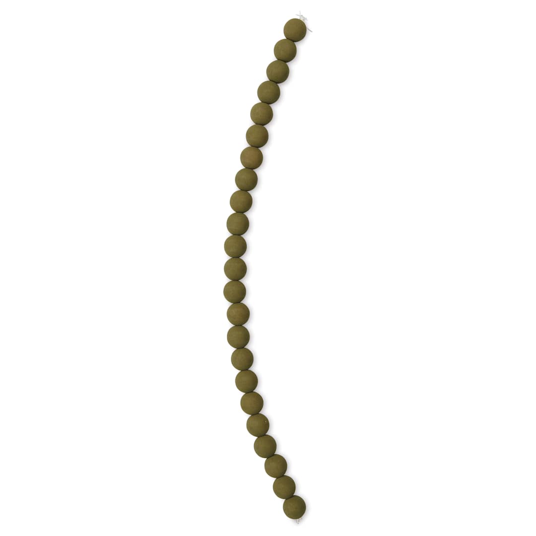 Open in modal - John Bead Czech Glass Preciosa Velvet Bead Strand - Round, Khaki, 8 mm