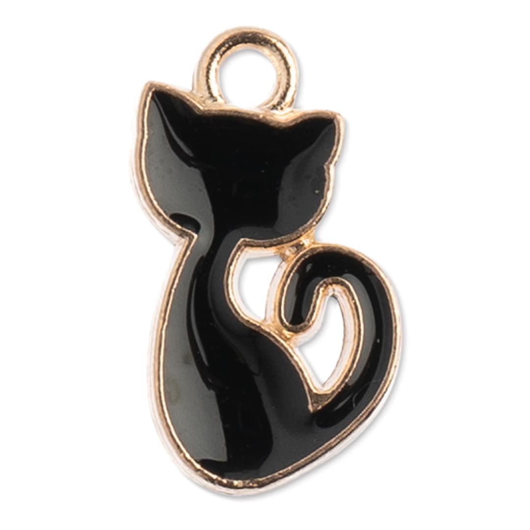 Open in modal - John Bead Sweet & Petite Charm - Retro Cat, Black