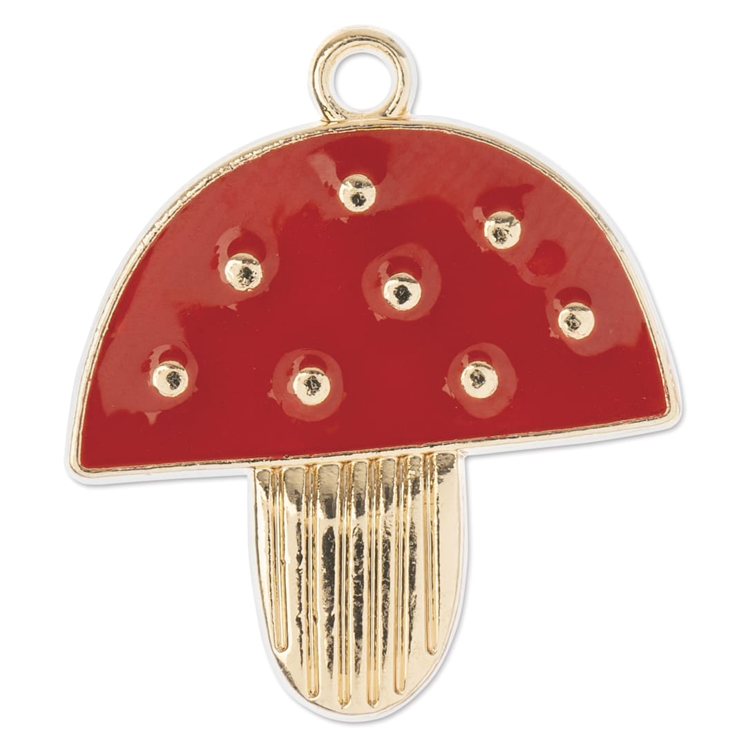 Open in modal - John Bead Sweet & Petite Charm - Mushrooms, Red