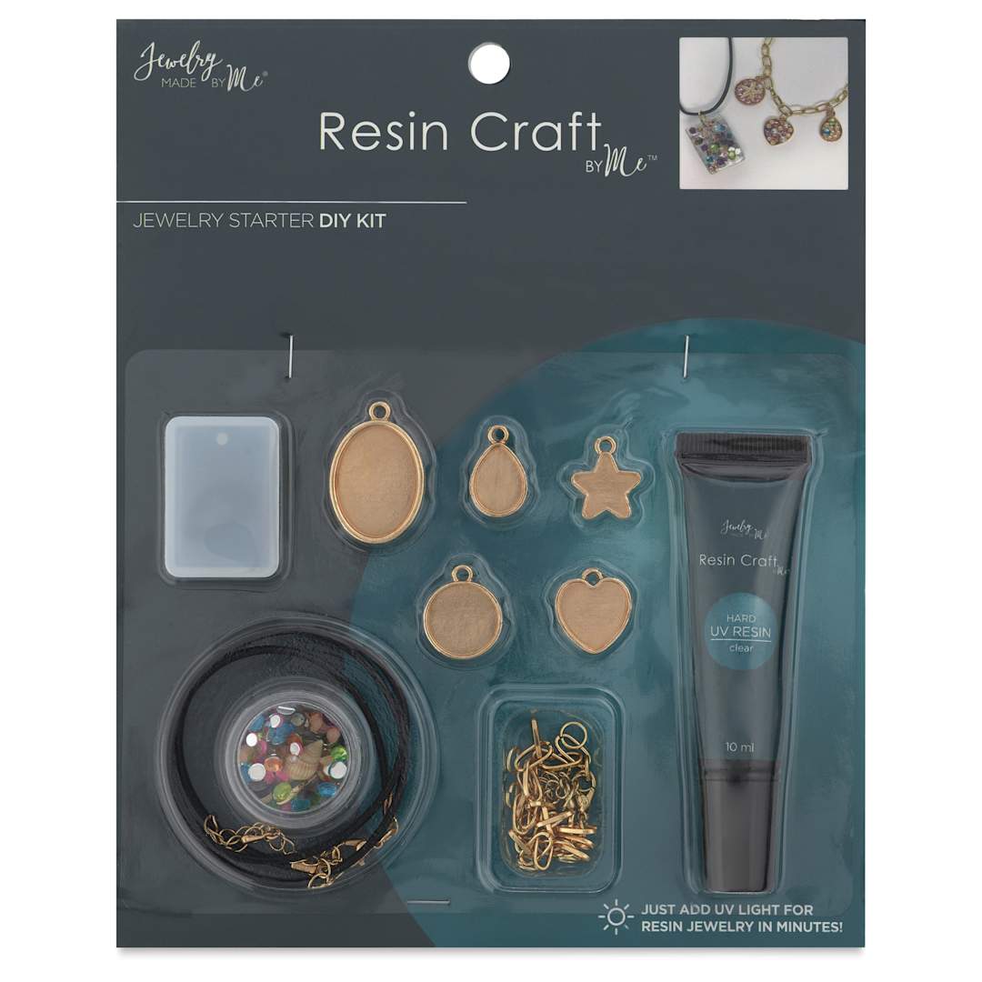 Open in modal - Jewelry Made By Me Resin Craft DIY Jewelry Starter Kit - Set of 11 - front of packaging