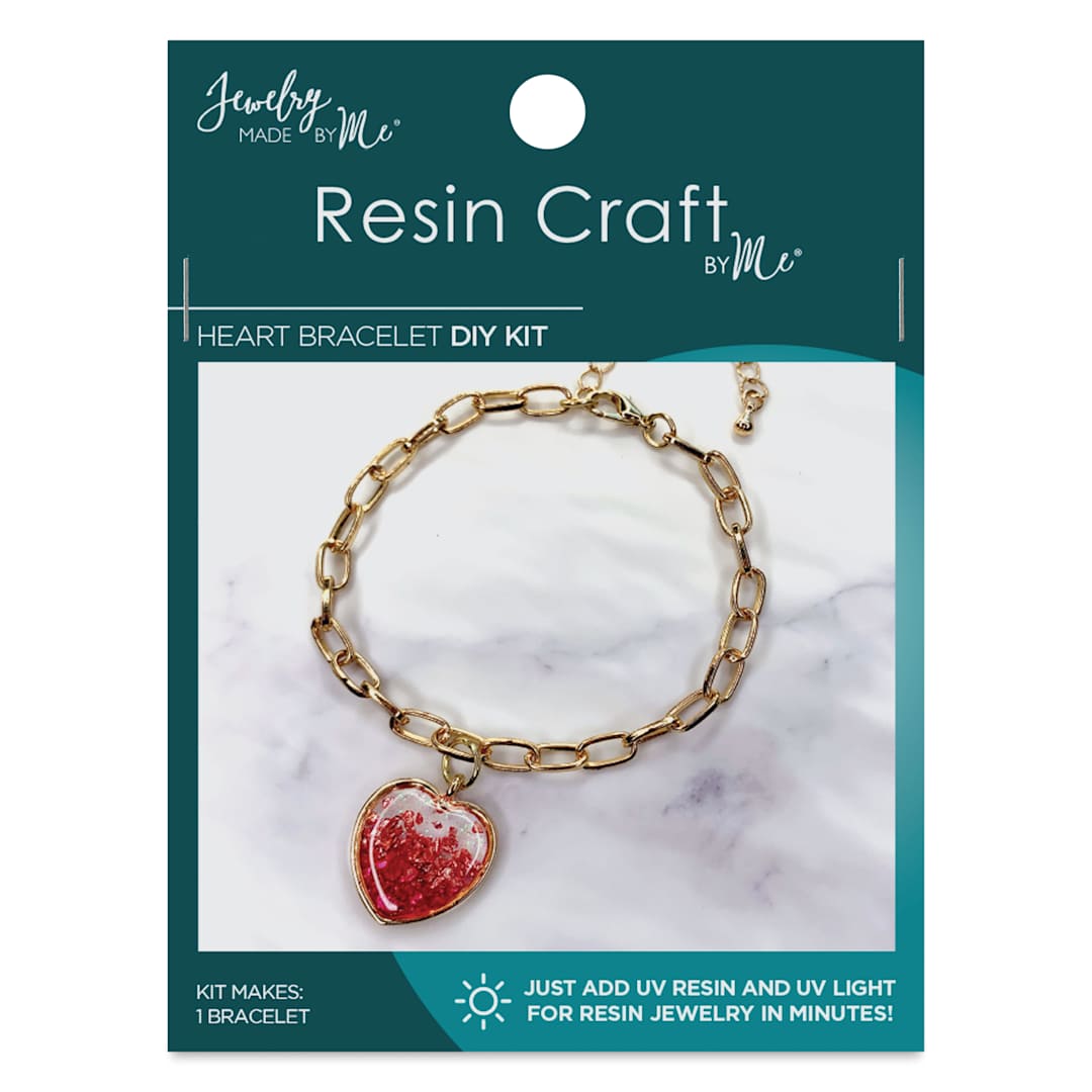 Open in modal - Jewelry Made By Me Heart Bracelet UV Resin DIY Kit front of packaging (resin not included)