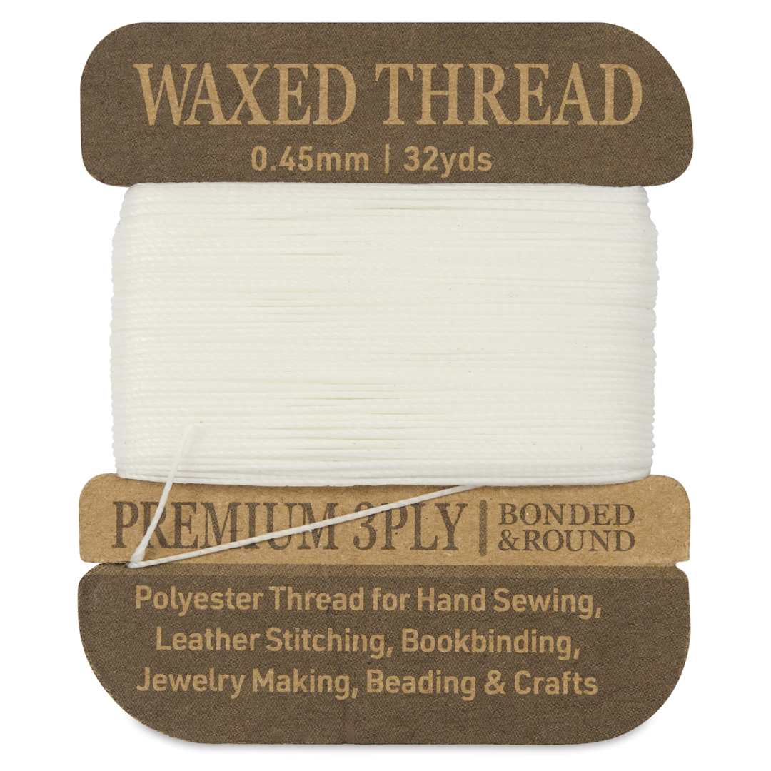 Open in modal - Hemptique Waxed Bonded & Round Thread - White, 0.45 mm, 32 yds