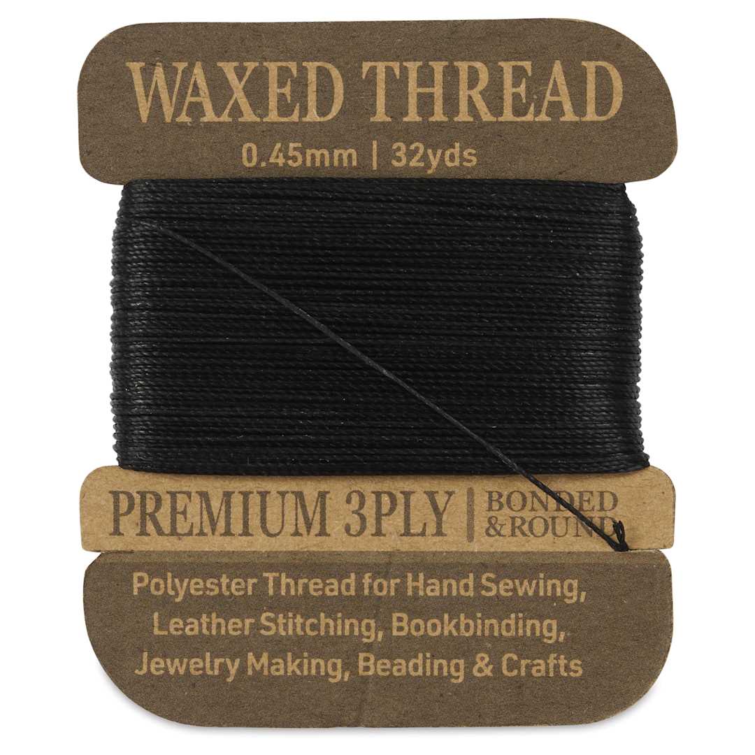 Open in modal - Hemptique Waxed Bonded & Round Thread - Black, 0.45 mm, 32 yds