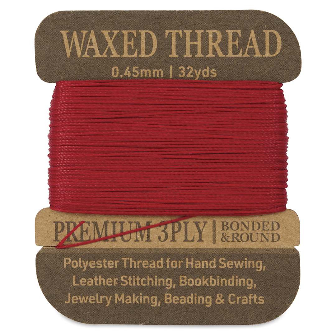 Open in modal - Hemptique Waxed Bonded & Round Thread - Red, 0.45 mm, 32 yds