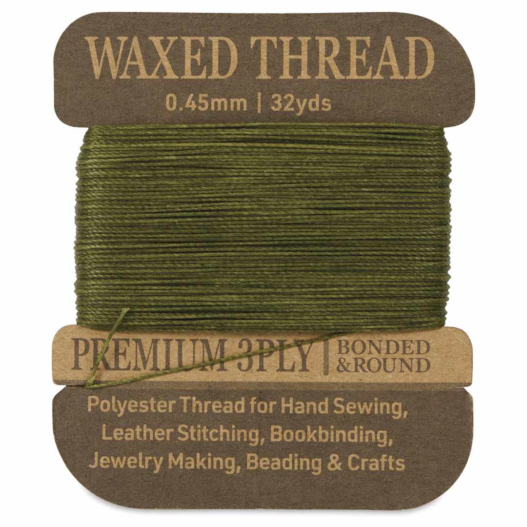Open in modal - Hemptique Waxed Bonded & Round Thread - Sage, 0.45 mm, 32 yds