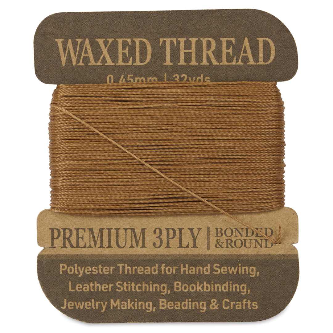 Open in modal - Hemptique Waxed Bonded & Round Thread - Light Brown, 0.45 mm, 32 yds