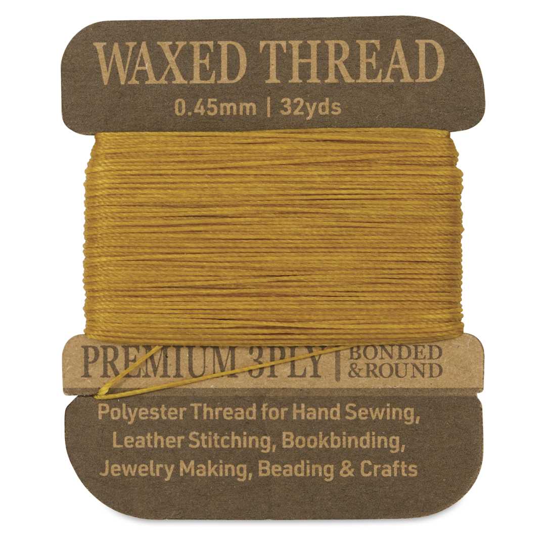 Open in modal - Hemptique Waxed Bonded & Round Thread - Gold, 0.45 mm, 32 yds