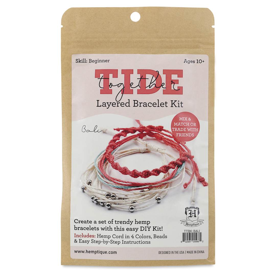 Open in modal - Hemptique Tide Together Layered Hemp Bracelet Kit - Bali - front of packaging