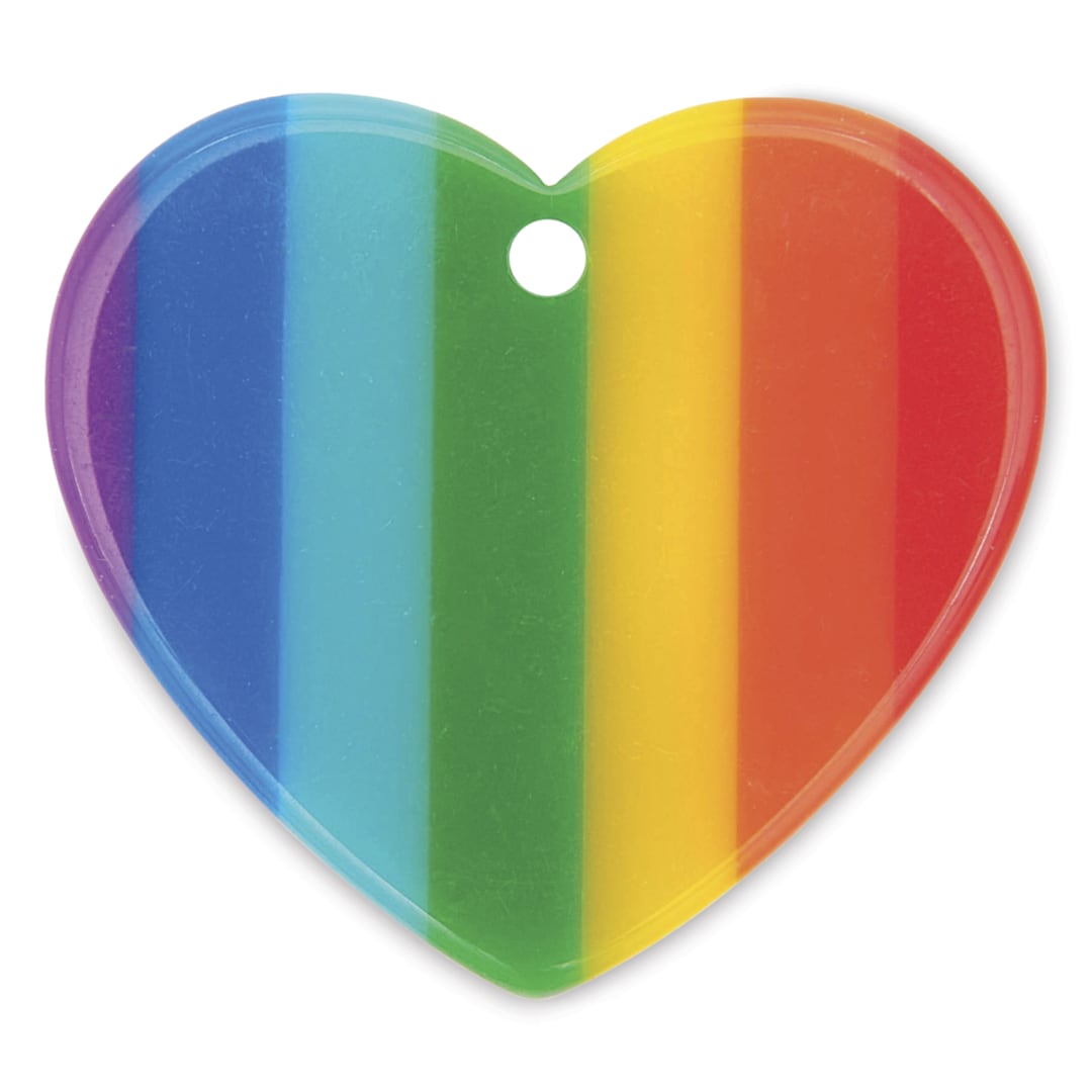 Open in modal - Rico Design Itoshii Plastic Disc Bead - Rainbow Heart, 26 mm W x 23 mm L x 3 mm H