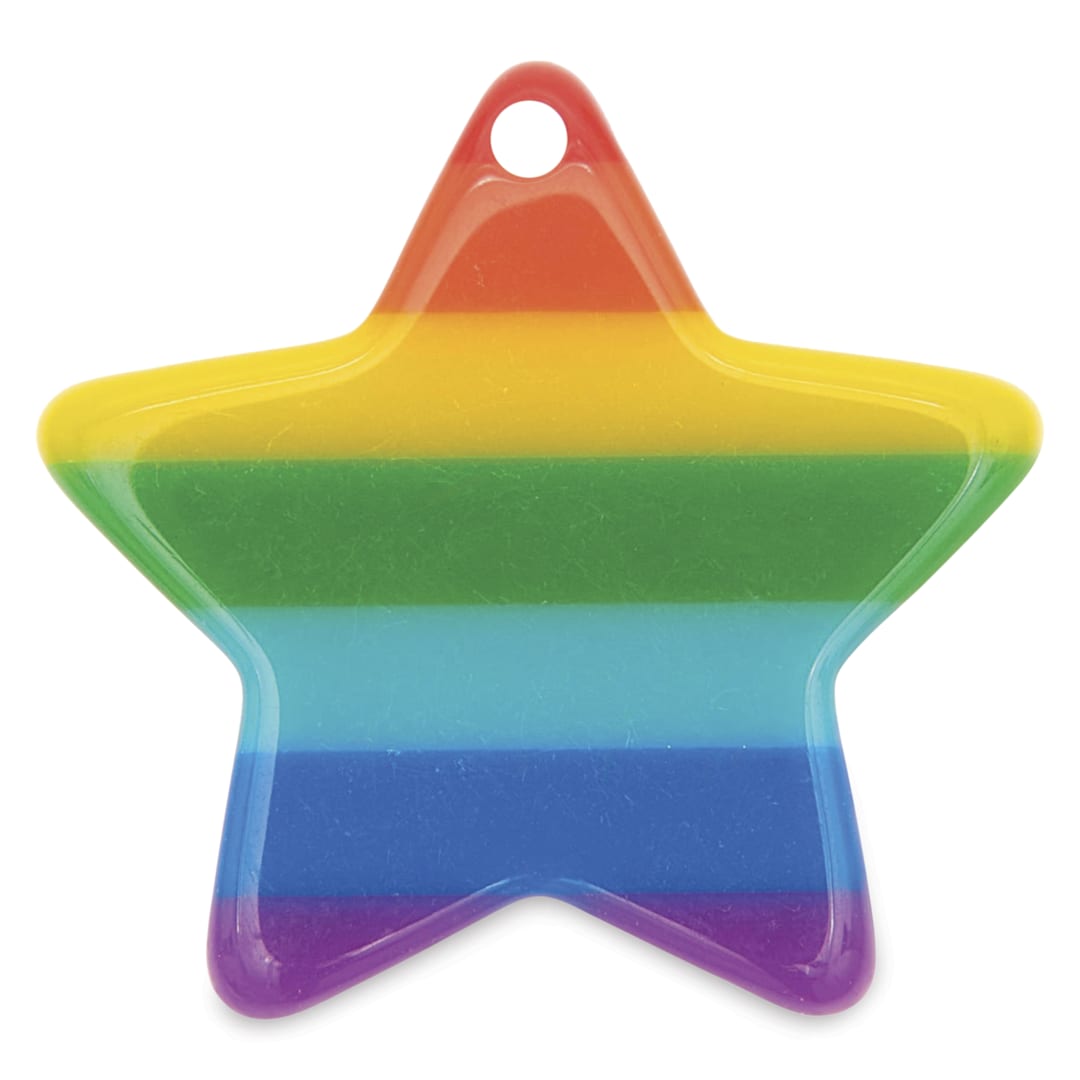 Open in modal - Rico Design Itoshii Plastic Disc Bead - Rainbow Star, 26 mm W x 25 mm L x 3 mm H