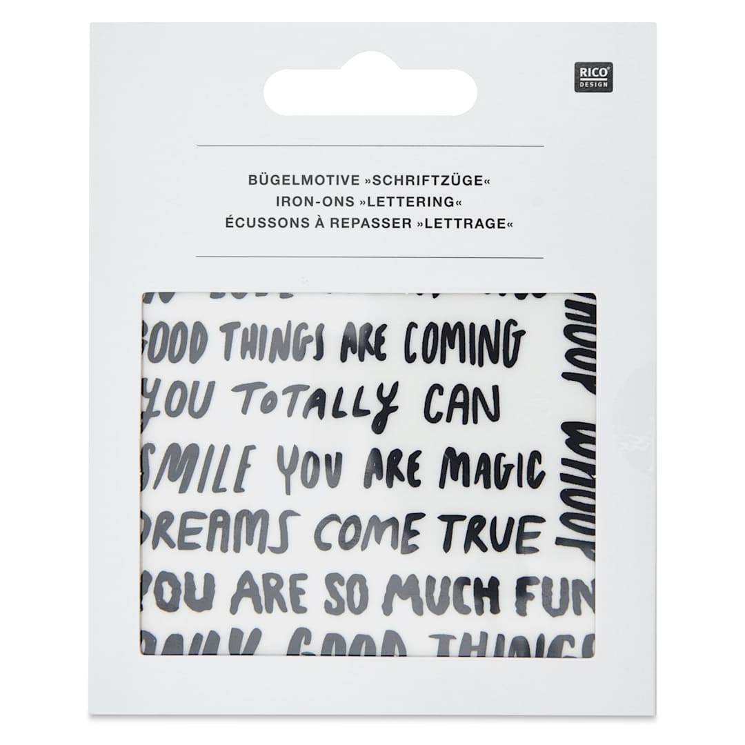 Open in modal - Rico Design Iron-On Lettering Patch - Black - front of packaging