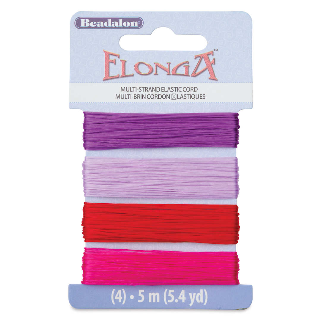 Open in modal - Beadalon Elonga Elastic Cord - Card 2, Set of 4 Strands, Assorted Colors, 5 m, 0.7 mm Dia. - front of card