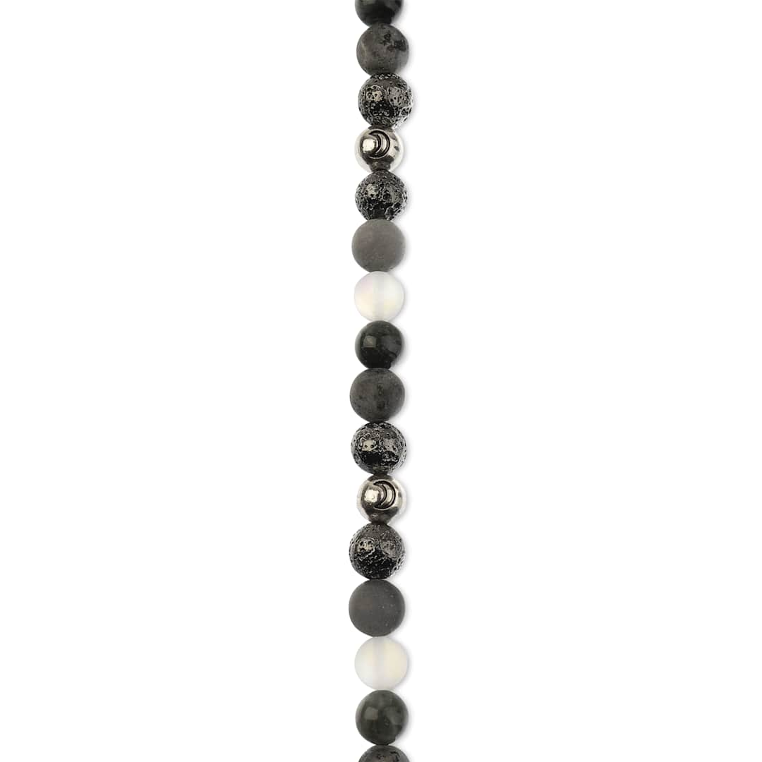 Open in modal - John Bead Solar System Glass Bead Strand - Moon, 8 mm Dia.