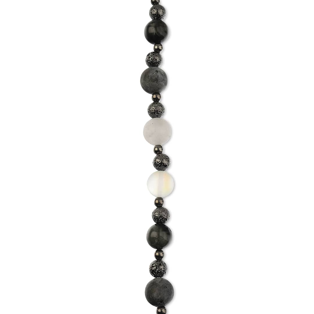 Open in modal - John Bead Solar System Glass Bead Strand - Moon, 10 mm Dia.