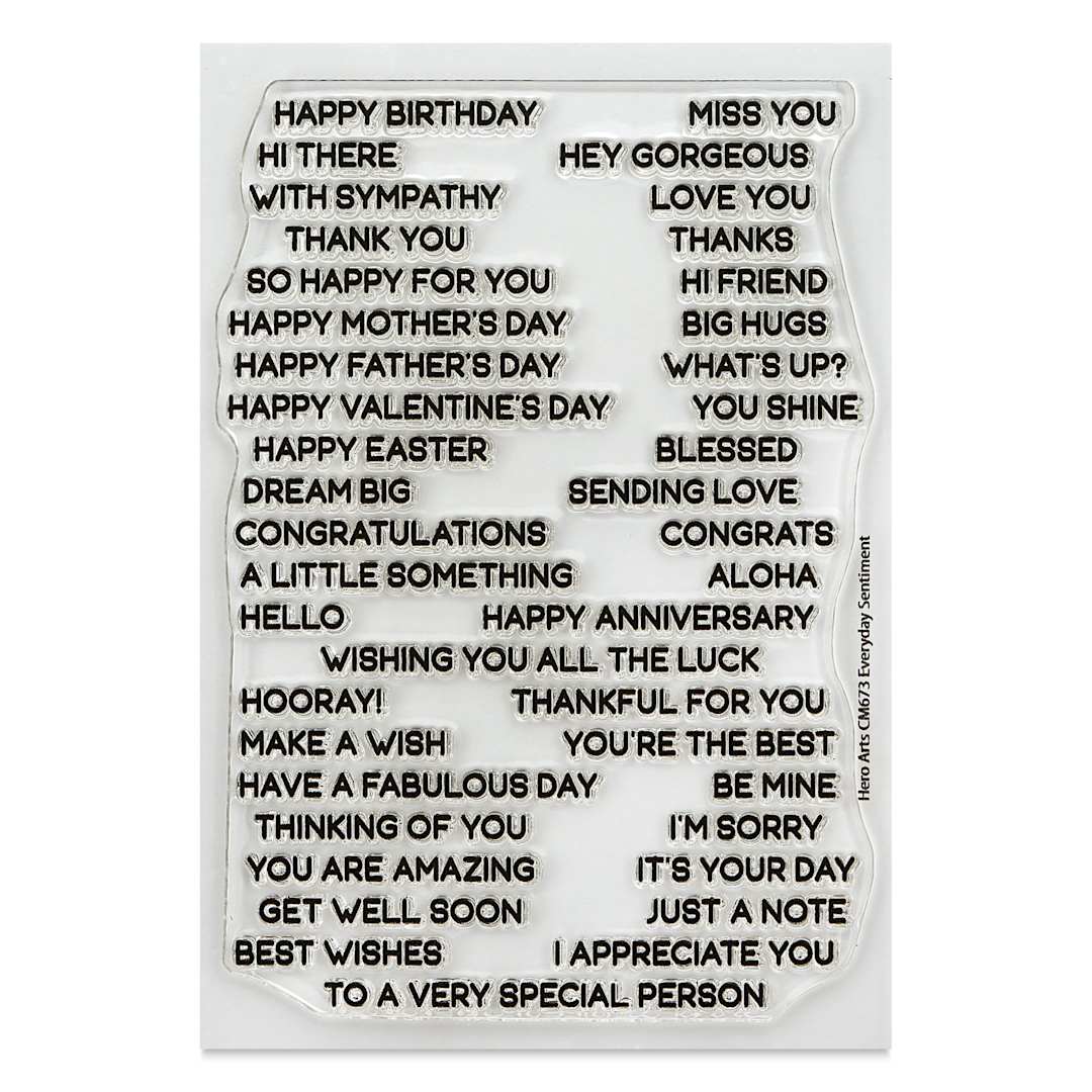 Open in modal - Hero Arts Messages and Sentiments Clear Stamp Set - Pkg of 42, Everyday Sentiment Strips