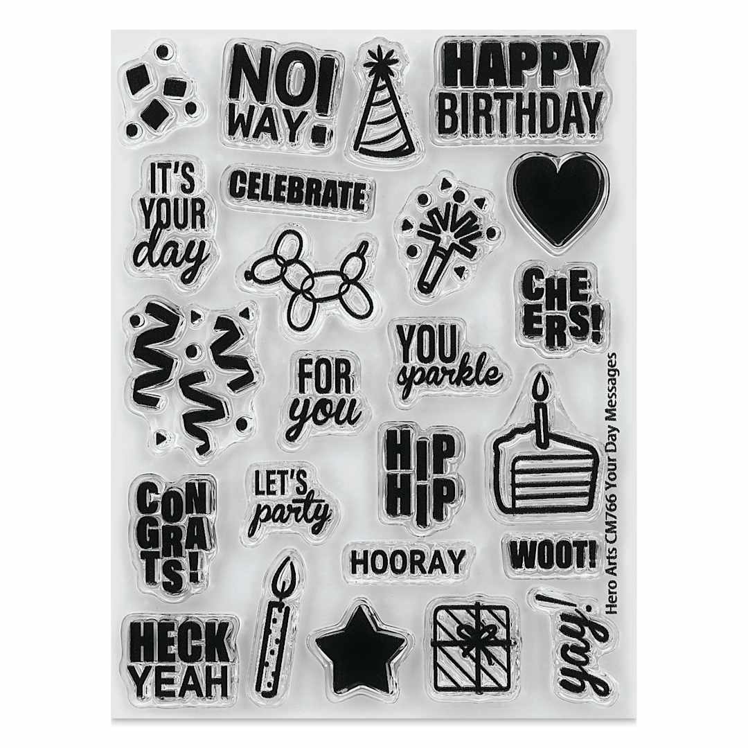 Open in modal - Hero Arts Messages and Sentiments Clear Stamp Set - Pkg of 24, Your Day Messages