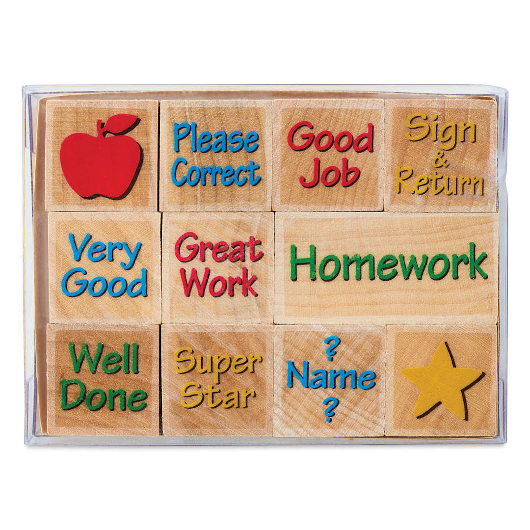 Open in modal - Hero Arts Woodblock Teacher Stamps Set - Set of 11, Messages From Teacher