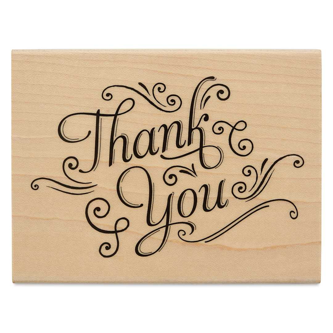 Open in modal - Hero Arts Thank You With Flourishes Woodblock Stamp