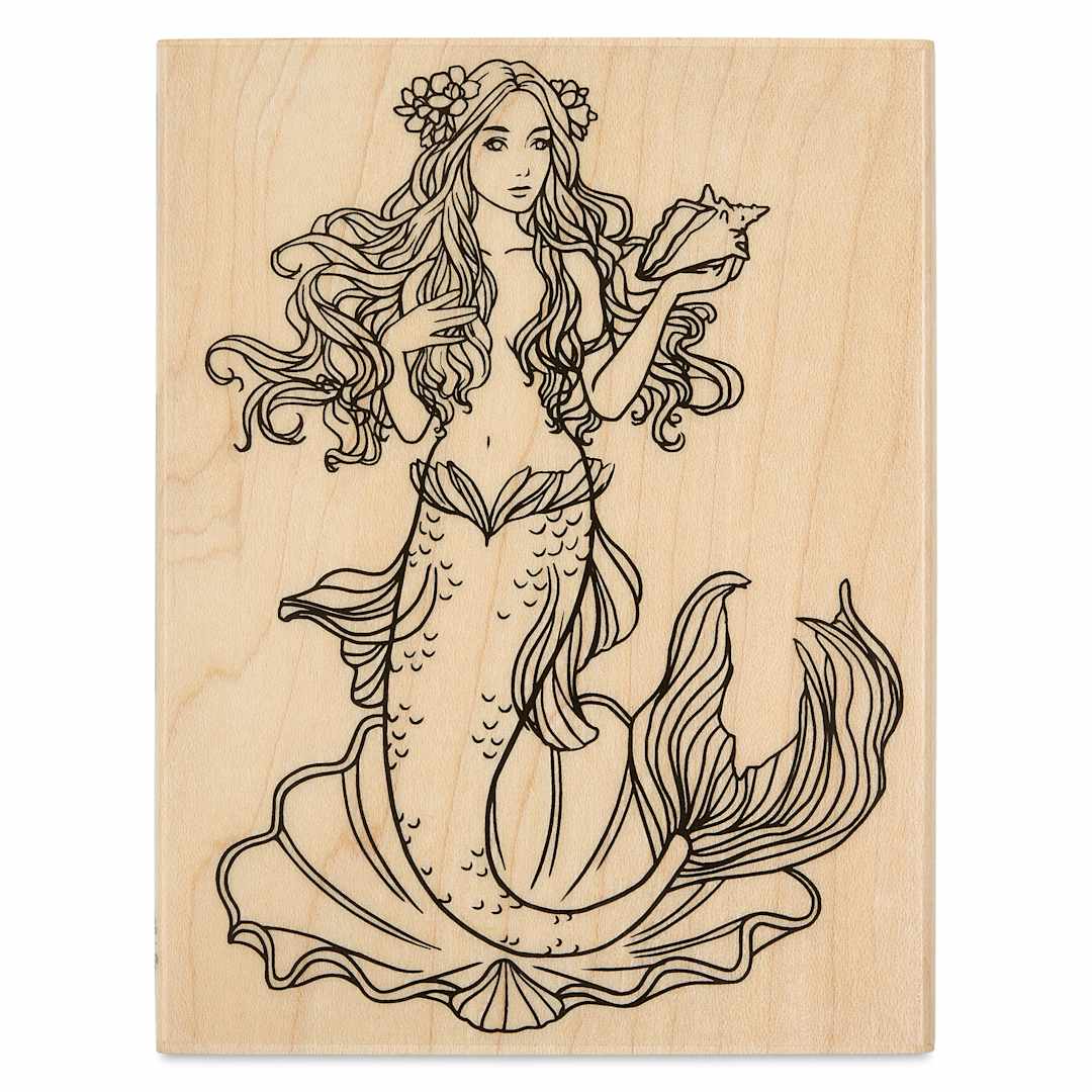 Open in modal - Hero Arts Mermaid Woodblock Stamp