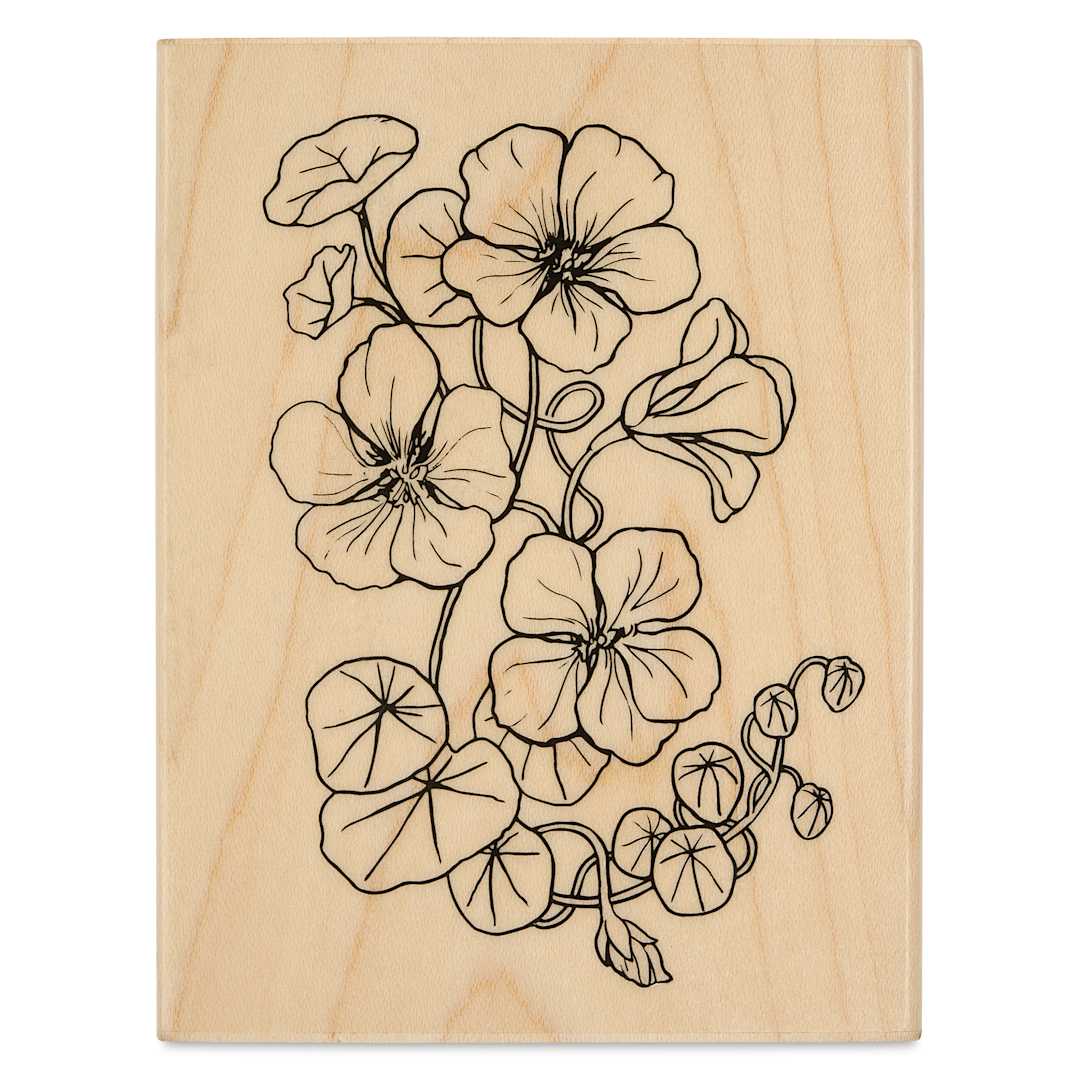 Open in modal - Hero Arts Flowering Woodblock Stamp - Nasturtium, printed side