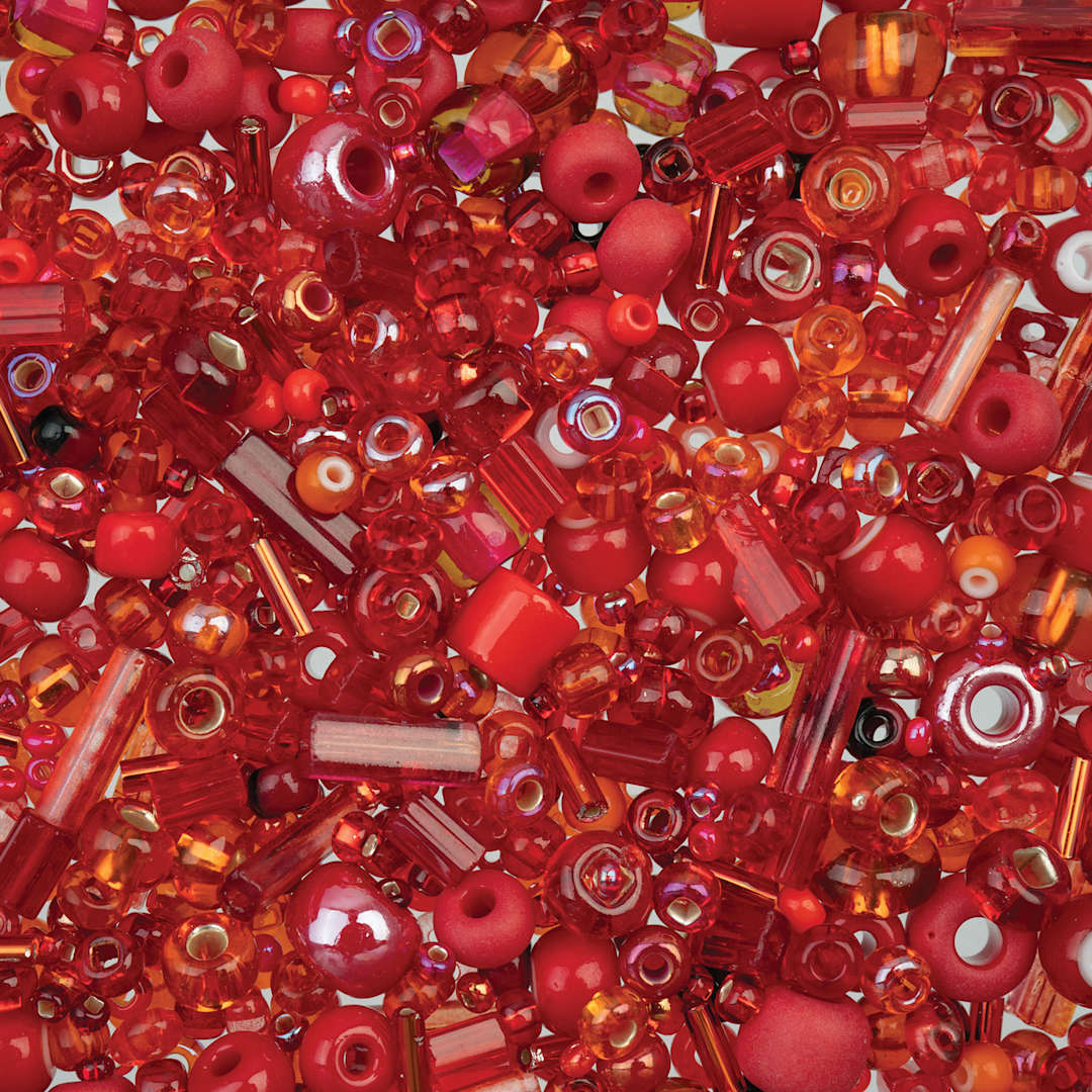 Open in modal - John Bead Bead Bar Czech Glass Bead Assortment - Red, 50 g