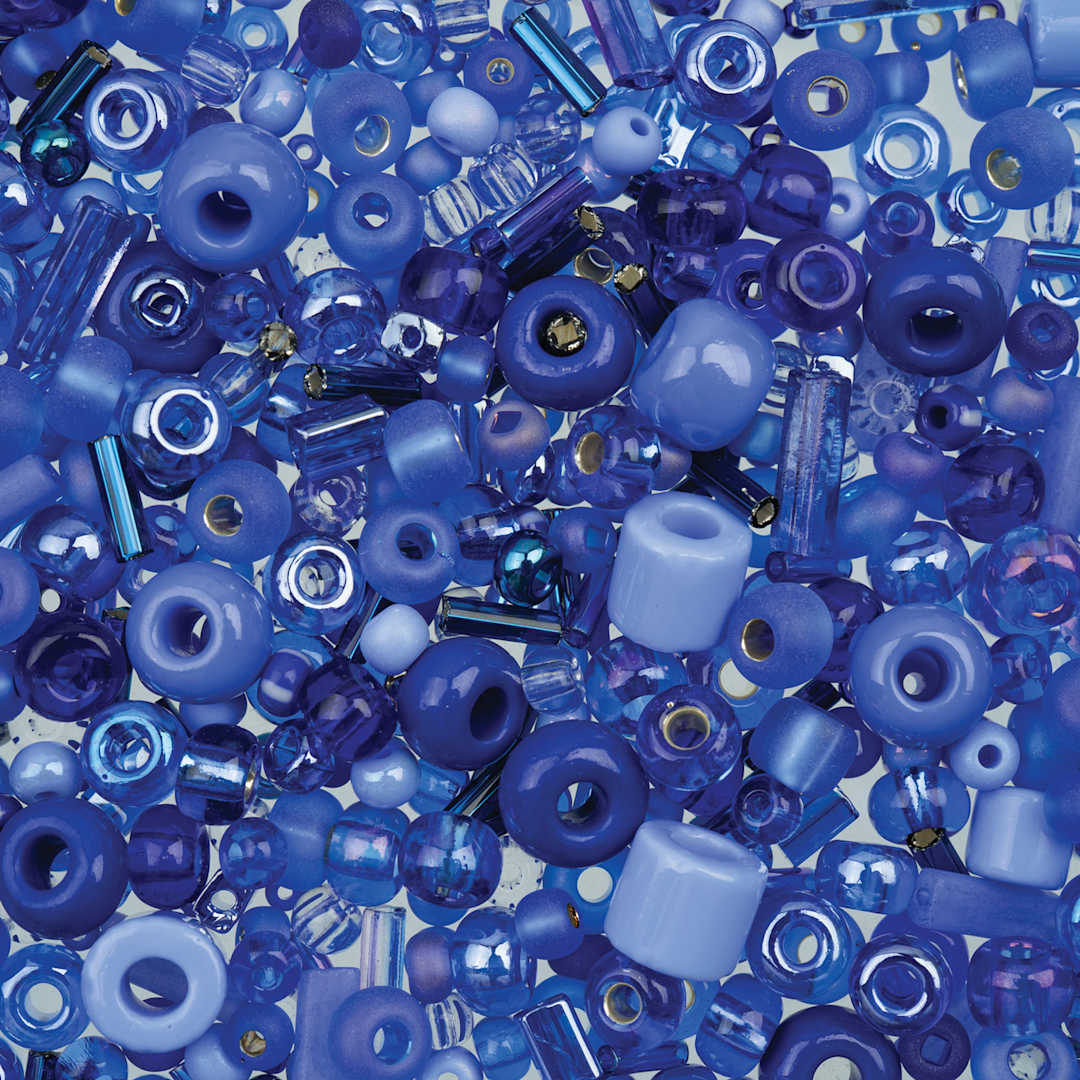 Open in modal - John Bead Bead Bar Czech Glass Bead Assortment - Blue, 50 g