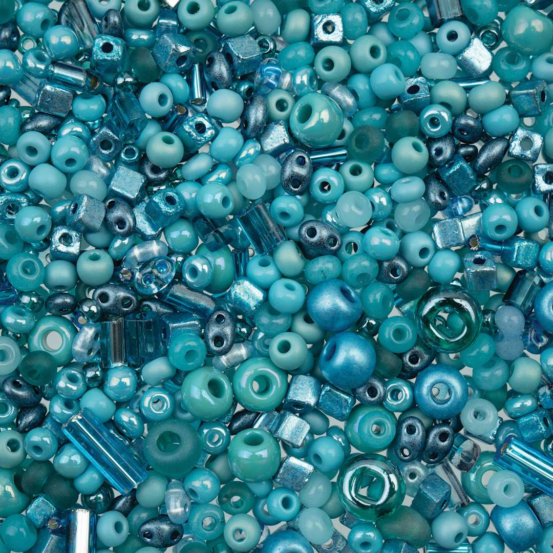 Open in modal - John Bead Bead Bar Czech Glass Bead Assortment - Turquoise Blue, 20 g