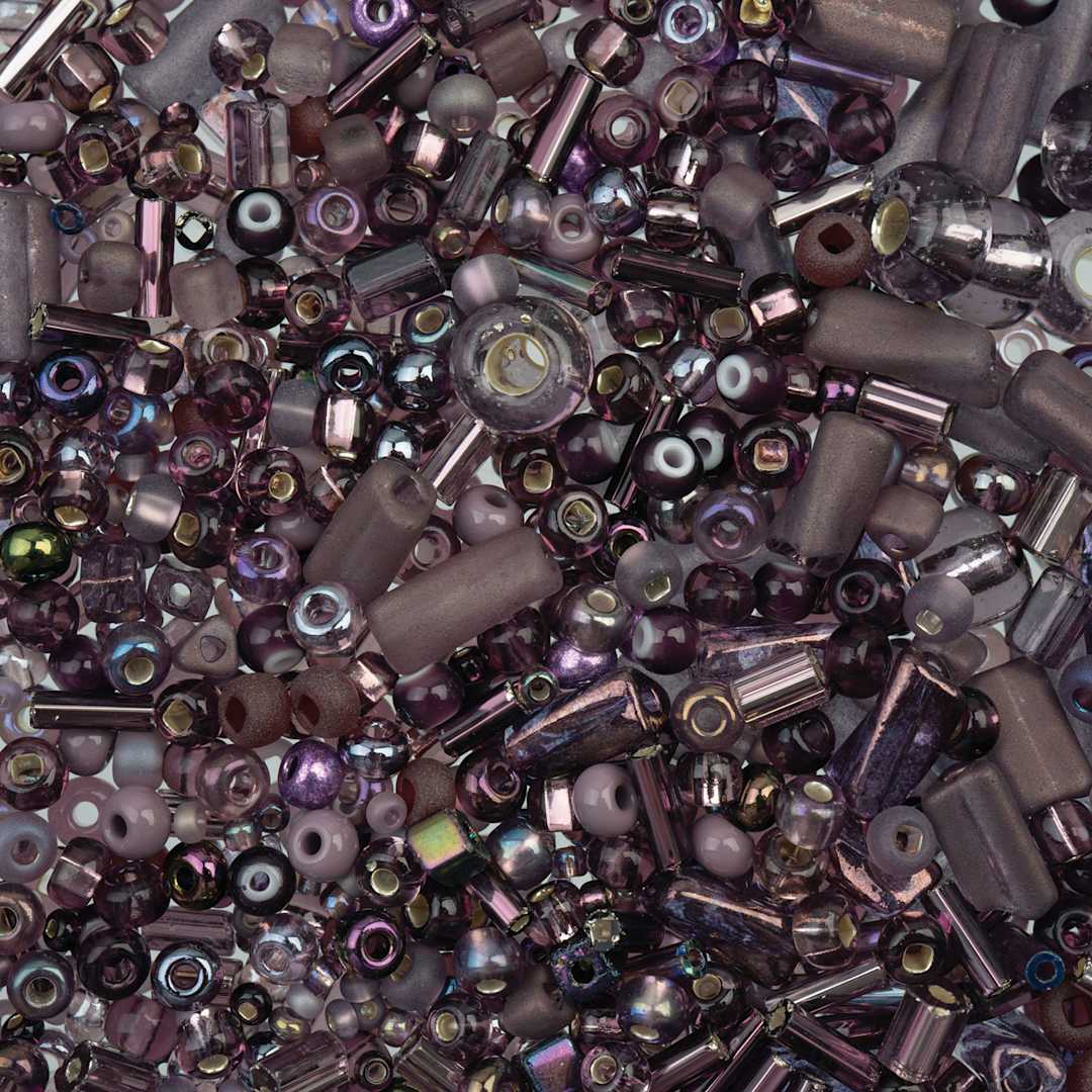 Open in modal - John Bead Bead Bar Czech Glass Bead Assortment - Purple and Amethyst, 50 g