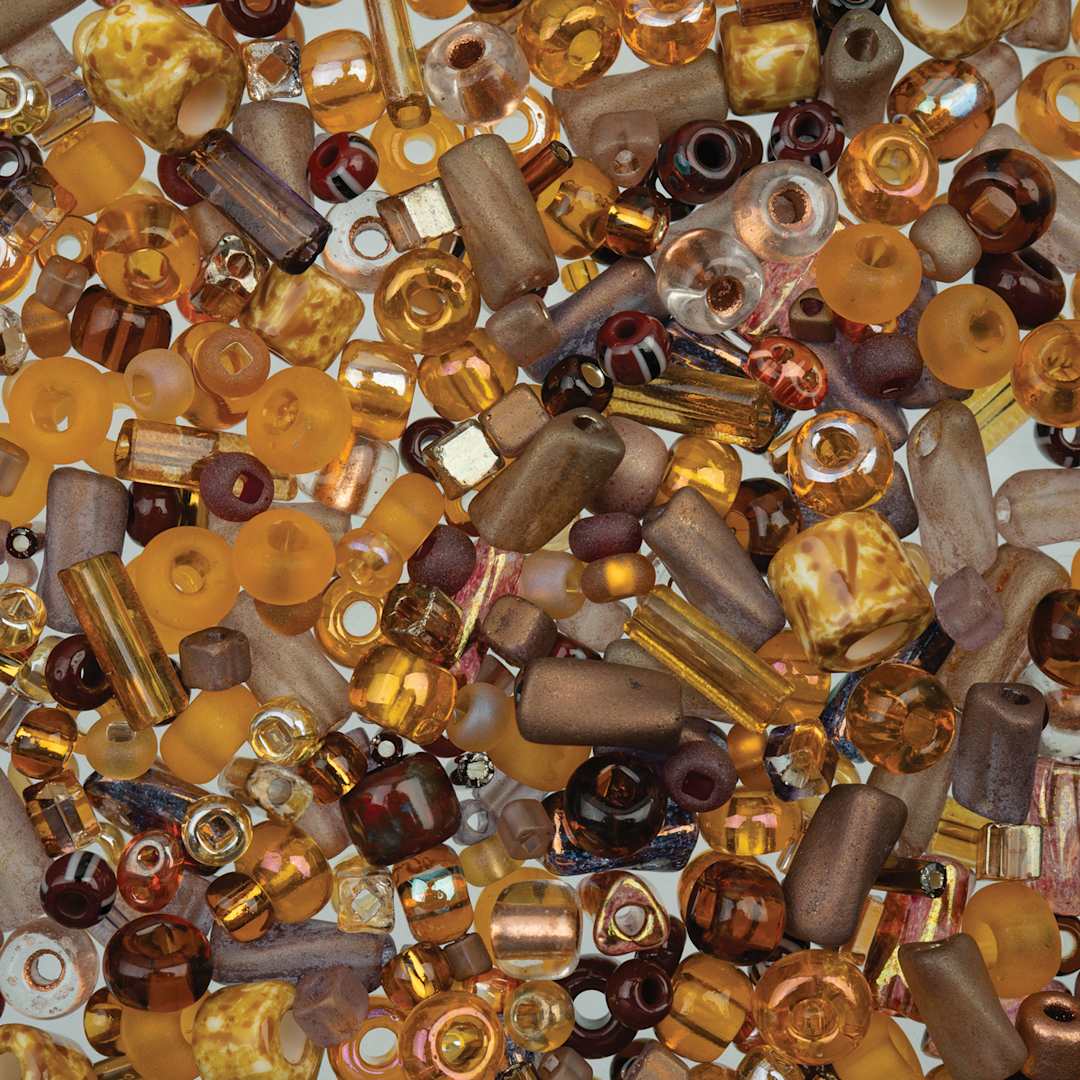 Open in modal - John Bead Bead Bar Czech Glass Bead Assortment - Topaz and Brown, 20 g