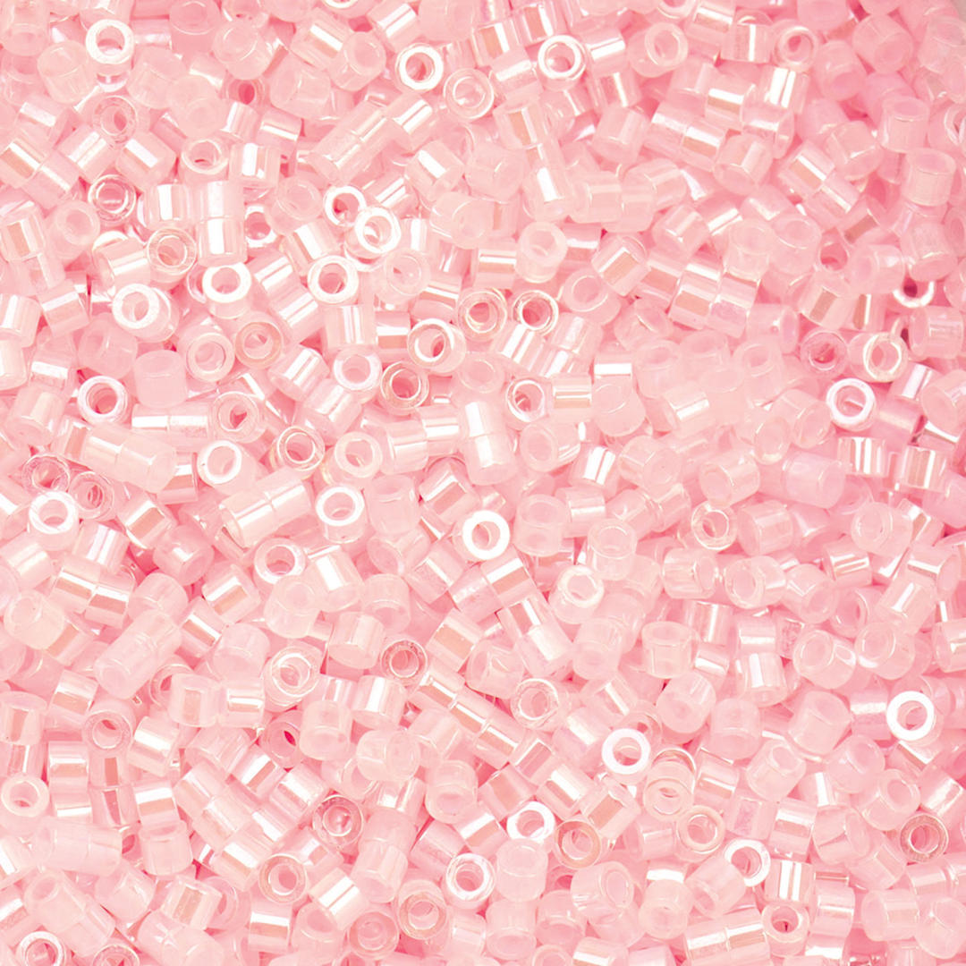 Open in modal - John Bead Cylin 11/0 Ceylon Cylindrical Seed Beads - Light Crystal Pink, 25g
