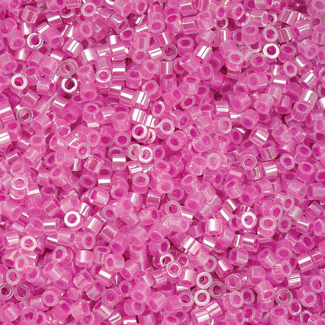 Open in modal - John Bead Cylin 11/0 Ceylon Cylindrical Seed Beads - Crystal Fuchsia Lined, 25g