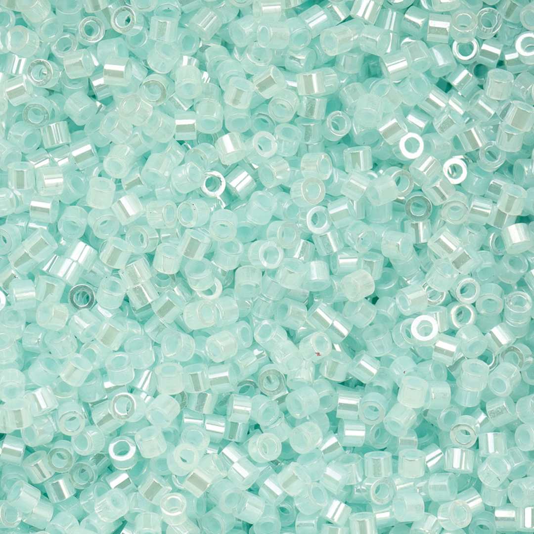 Open in modal - John Bead Cylin 11/0 Ceylon Cylindrical Seed Beads - Light Crystal Aqua, 25g
