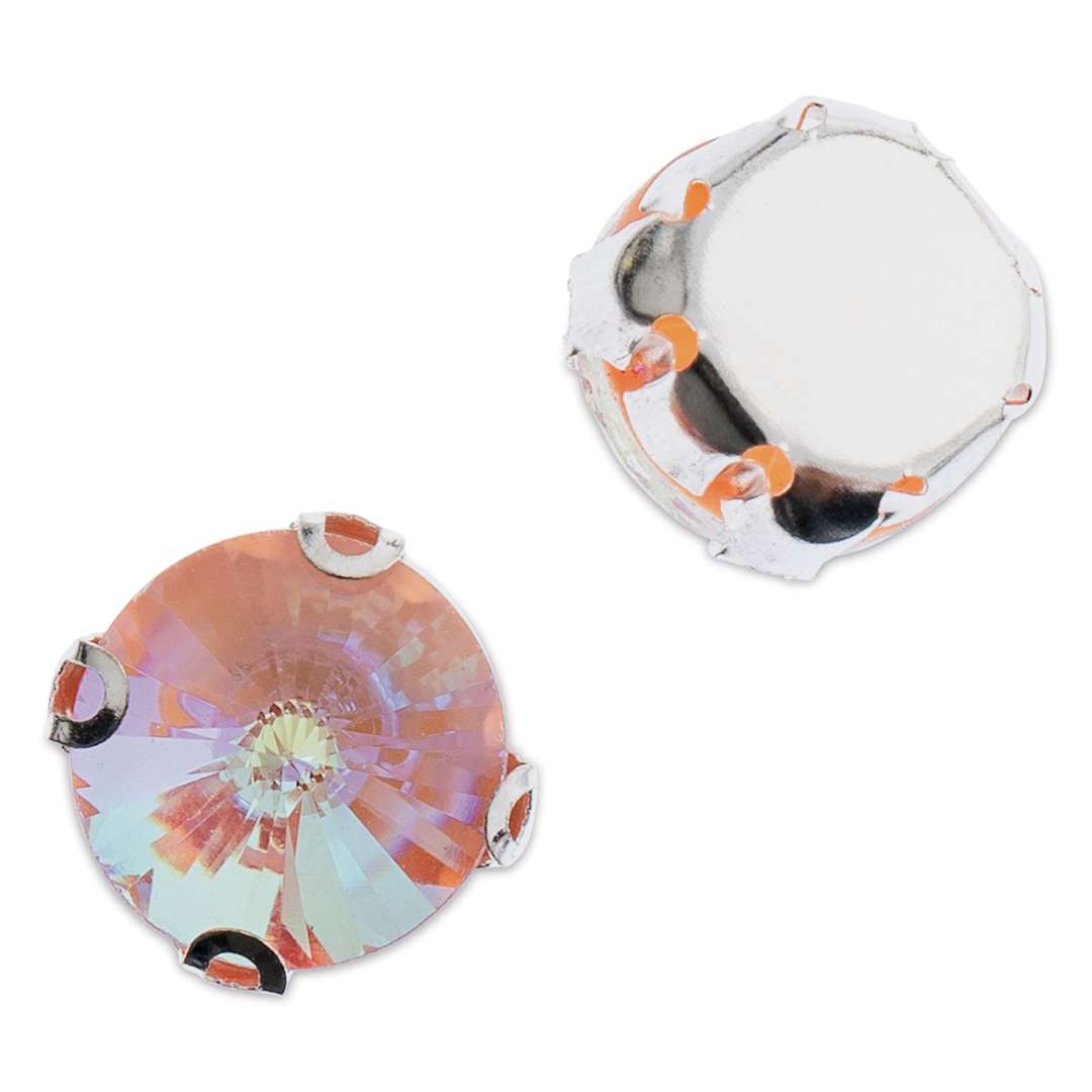 Open in modal - John Bead Crystal Lane DIY Sew On Rhinestones - Pkg of 20, Silver Setting, Pink AB, 10 mm