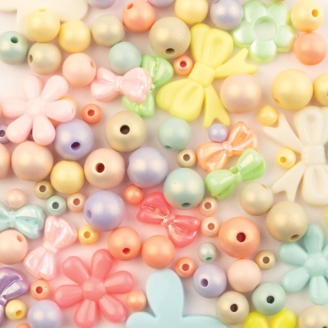 Open in modal - John Bead Super Cute Assorted Acrylic Bow Beads - Assorted Colors, 76 g