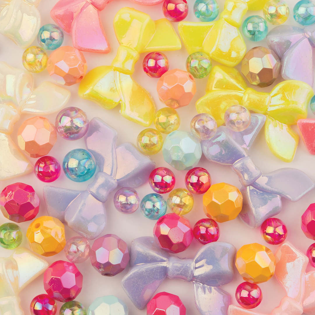 Open in modal - John Bead Super Cute Assorted Acrylic Bow Beads - Assorted Colors, 70 g