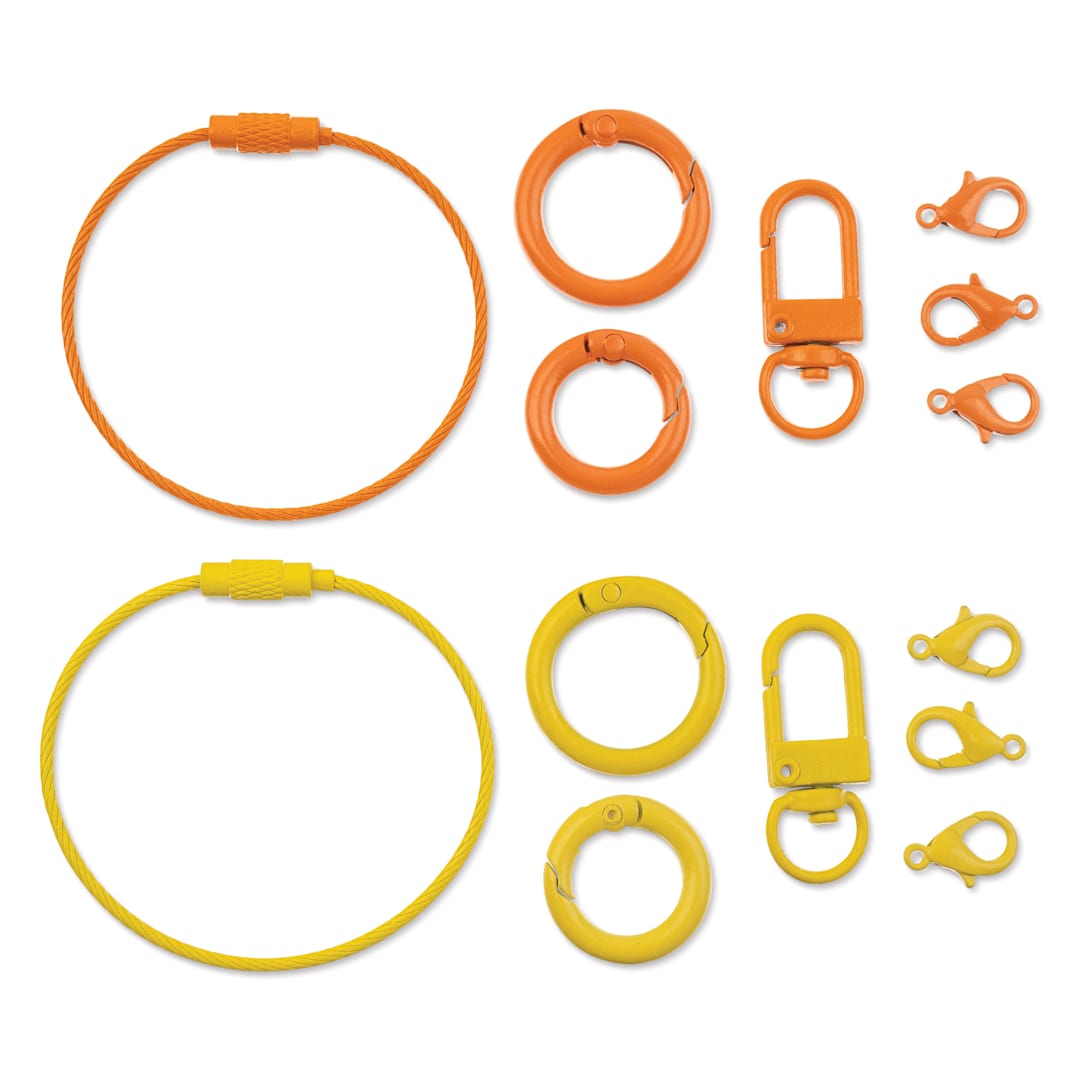 Open in modal - John Bead Super Cute Keychain Findings Kit - Pkg of 14, Kit 2, Orange and Yellow