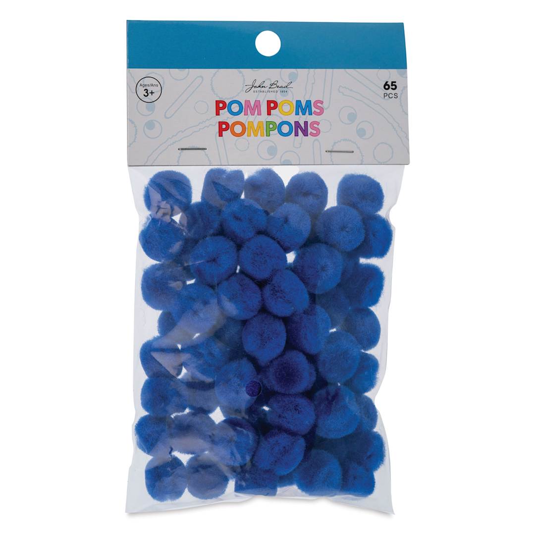 Open in modal - John Bead Pom Poms - Pkg of 100, Dark Blue, 1" front of packaging